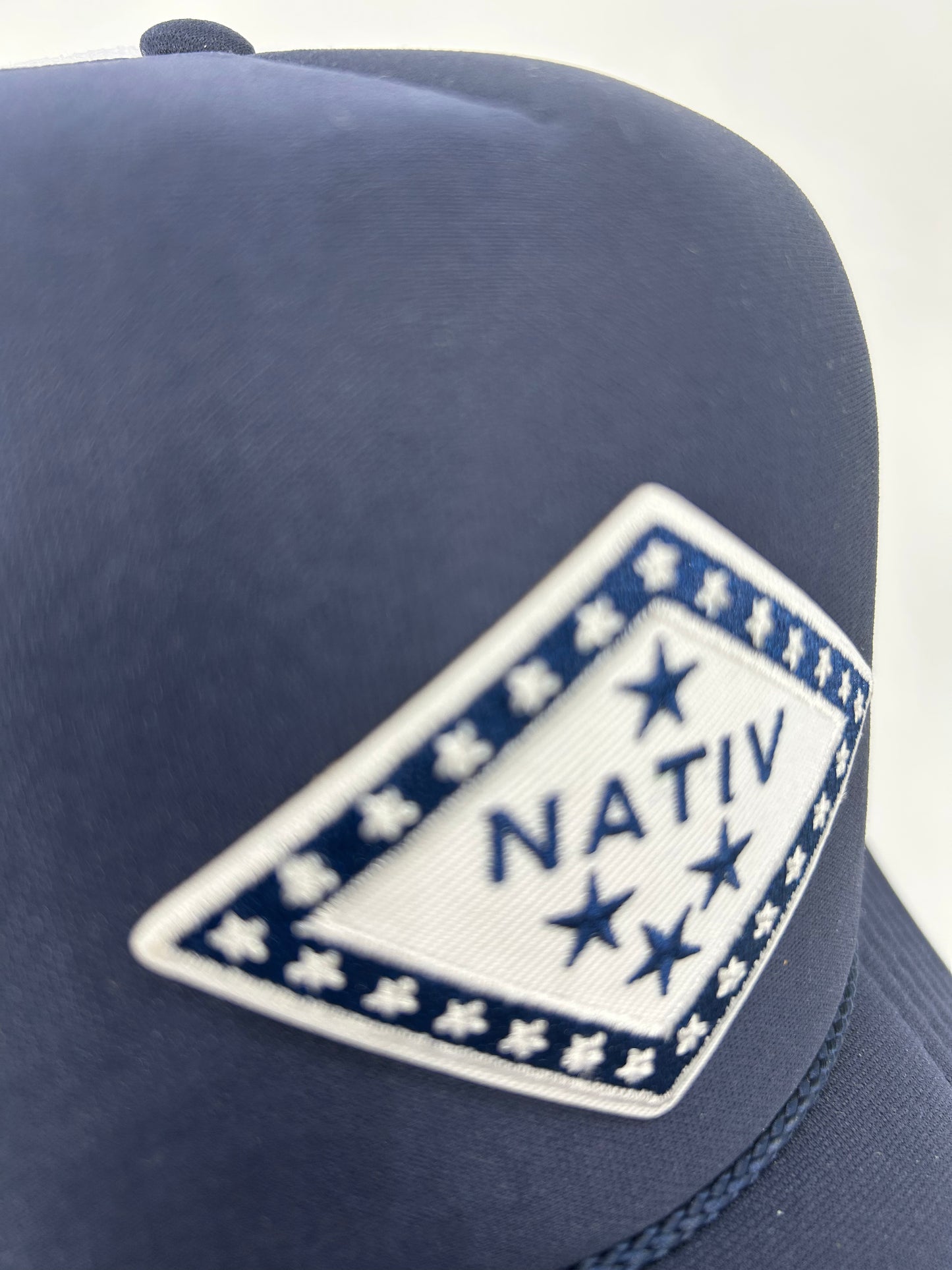 nativ flag foam front trucker ~ navy and white