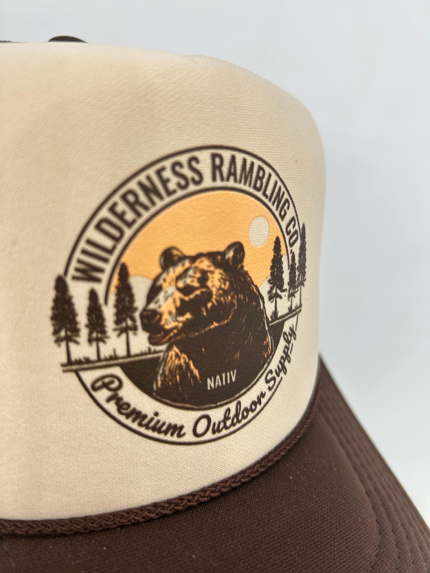 born to roam foam trucker ~ tan & brown