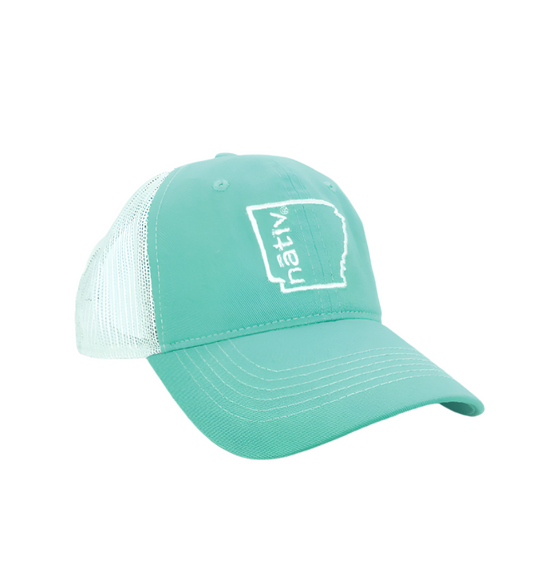arkansas nativ mint green trucker