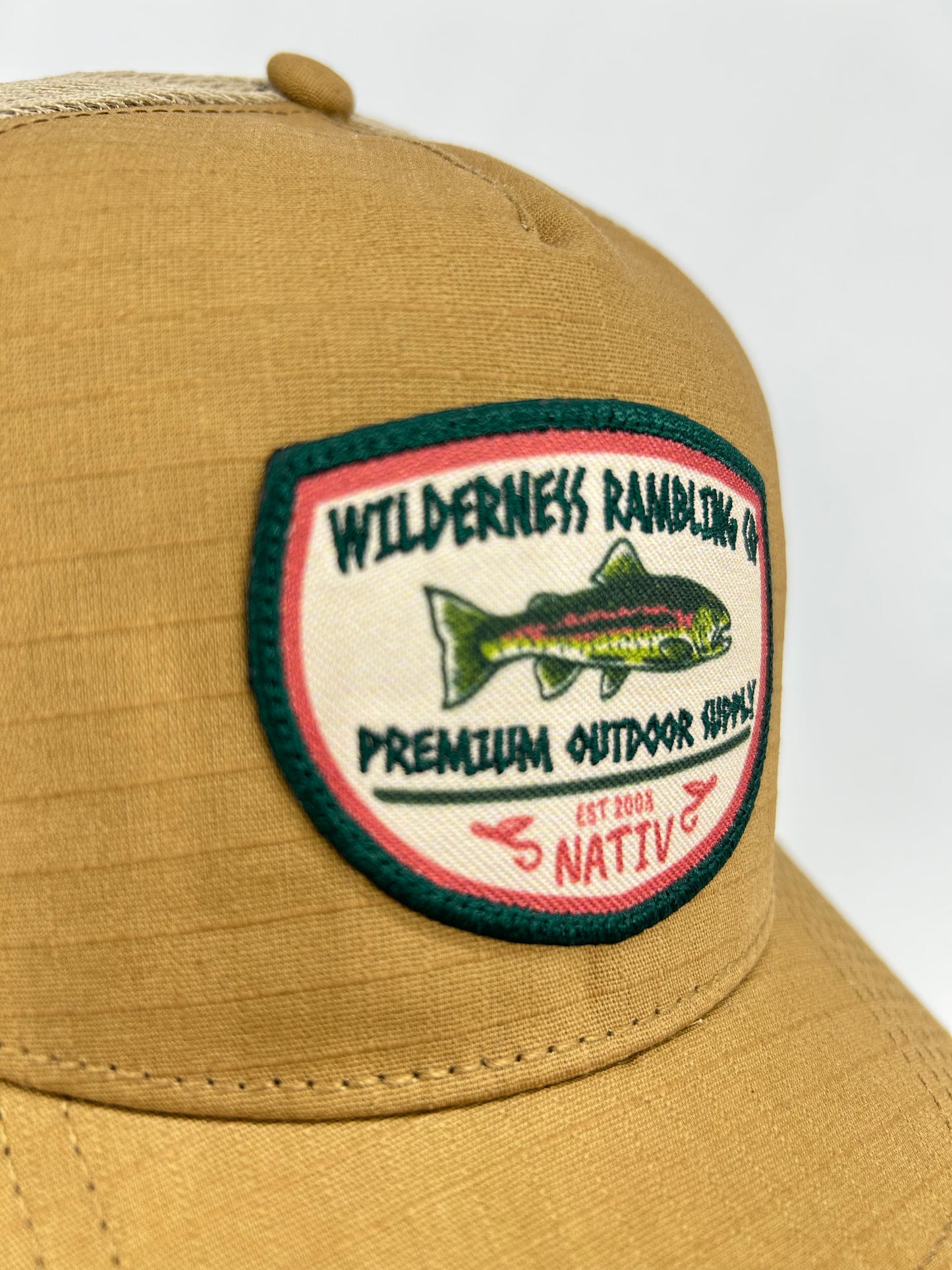 gone fishin' trucker hat ~ caramel & khaki