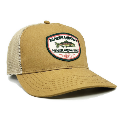 gone fishin' trucker hat ~ caramel & khaki