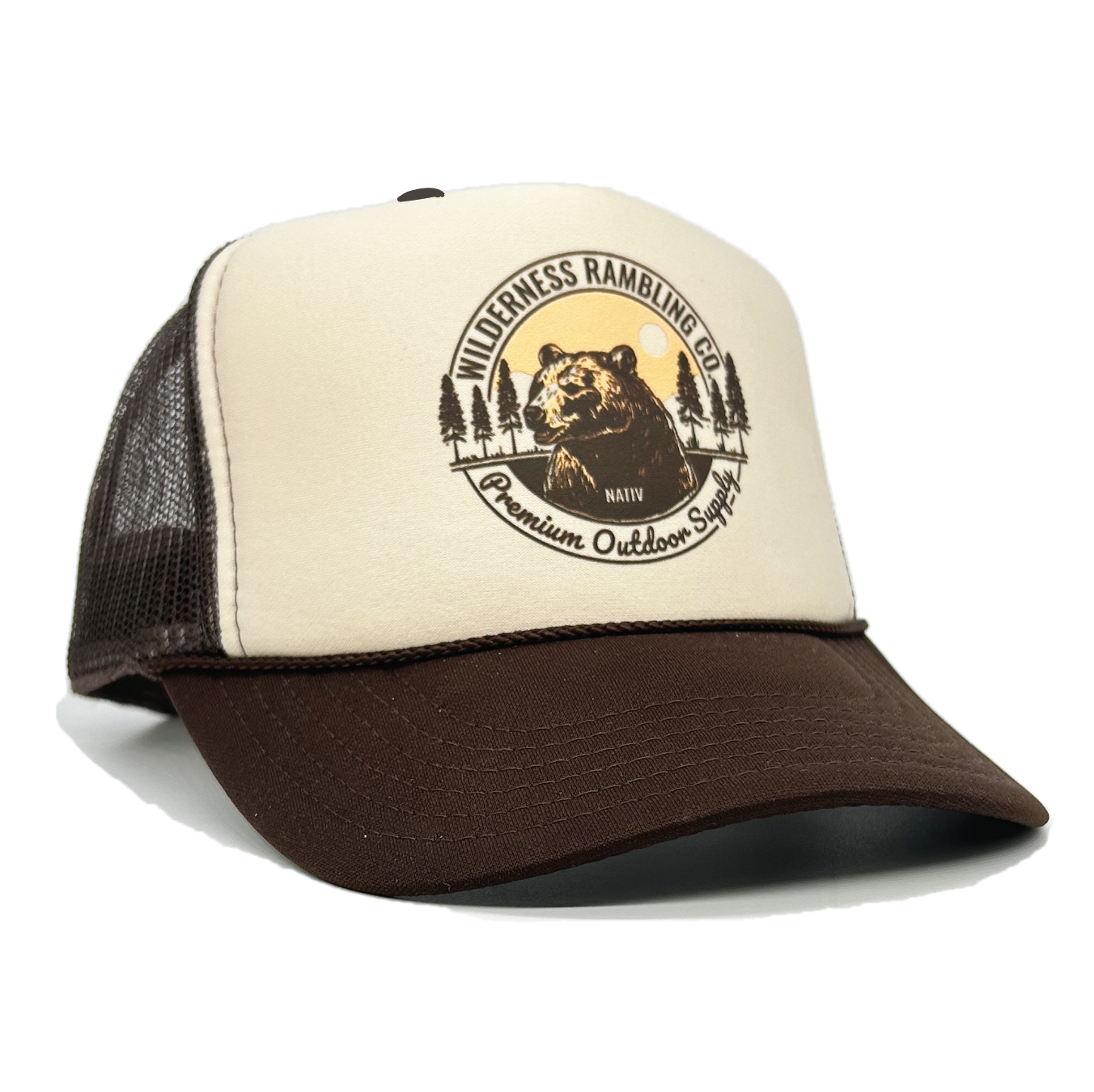born to roam foam trucker ~ tan & brown