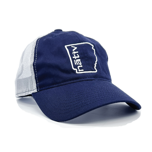 arkansas nativ navy white trucker